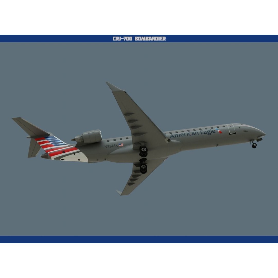 CRJ700 3D Model – Low Poly Aircraft with PBR Textures, FBX - View 16