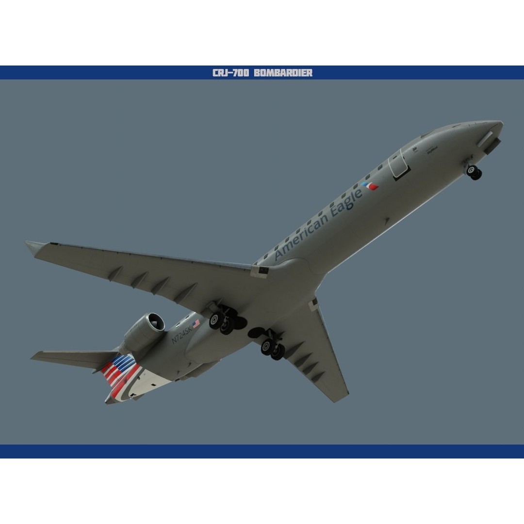CRJ700 3D Model – Low Poly Aircraft with PBR Textures, FBX - View 17