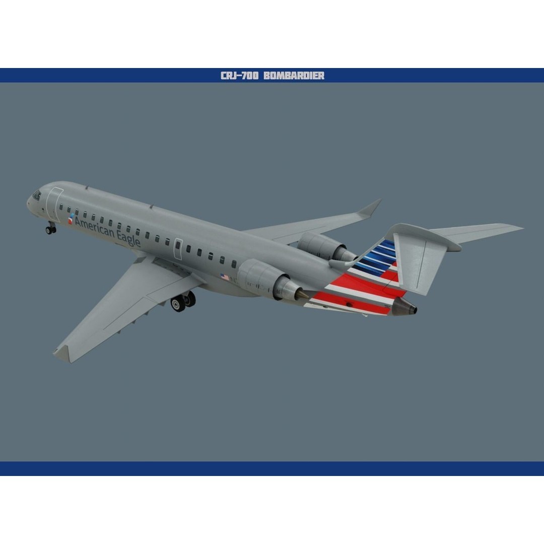 CRJ700 3D Model – Low Poly Aircraft with PBR Textures, FBX - View 5