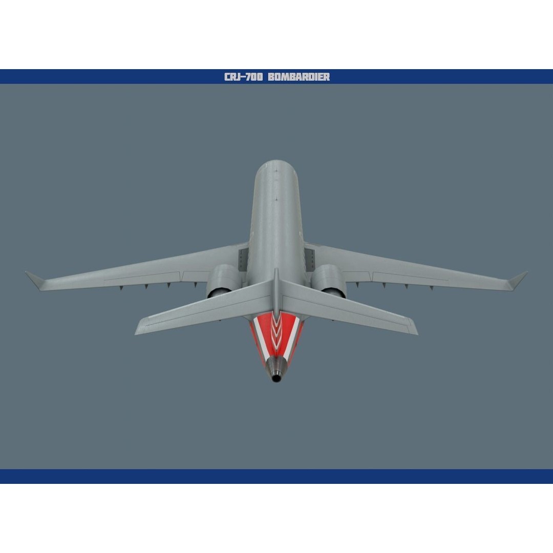 CRJ700 3D Model – Low Poly Aircraft with PBR Textures, FBX - View 6