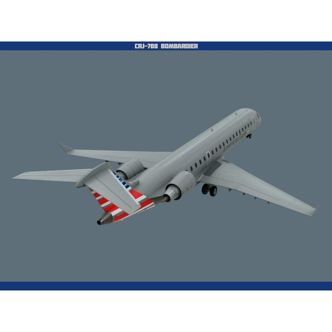 CRJ700 3D Model – Low Poly Aircraft with PBR Textures, FBX - View 7