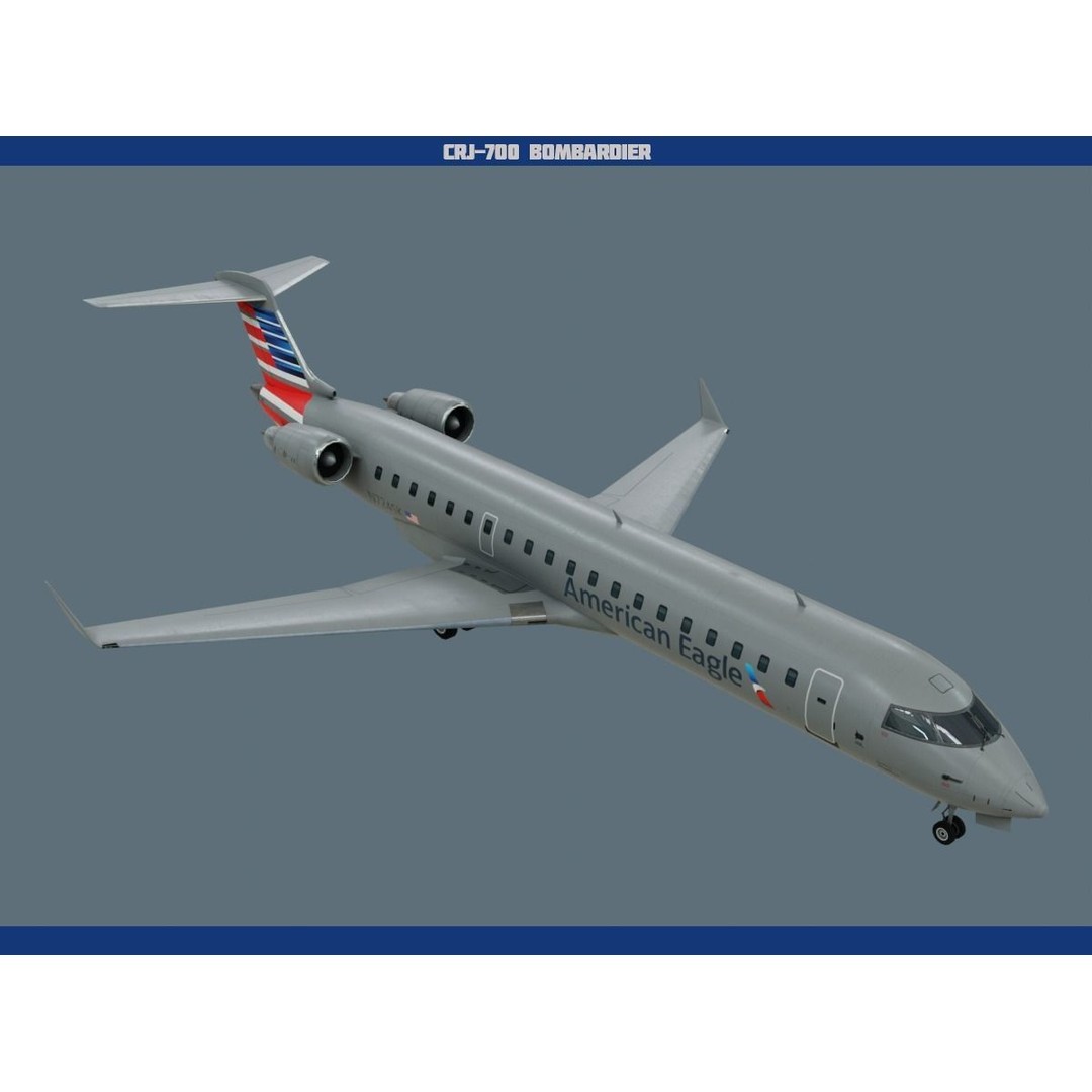 CRJ700 3D Model – Low Poly Aircraft with PBR Textures, FBX - View 9