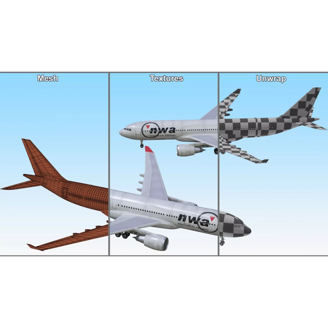 Airbus A330-300 3D Model – Commercial Airliner PBR Asset, FBX - View 21