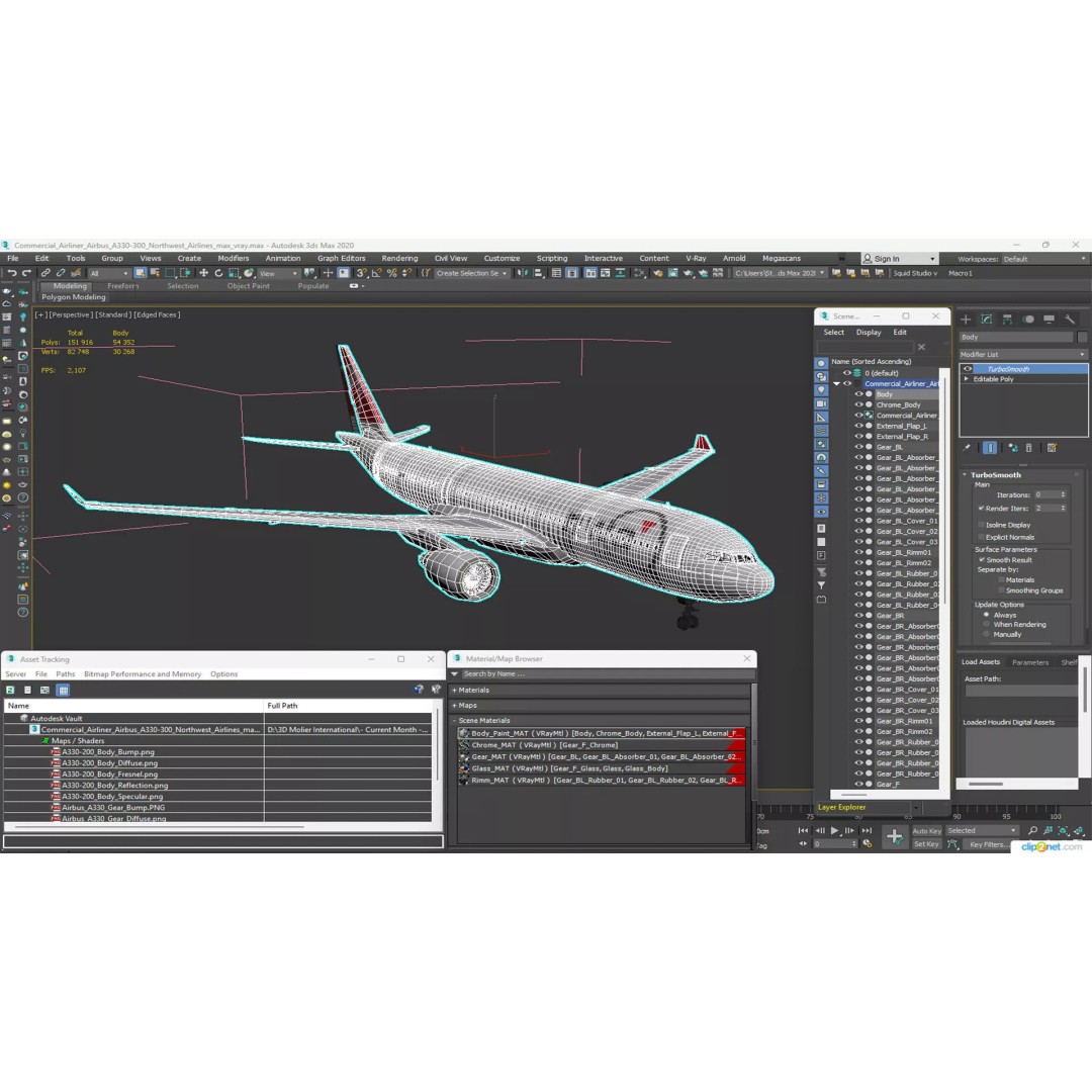 Airbus A330-300 3D Model – Commercial Airliner PBR Asset, FBX - View 26