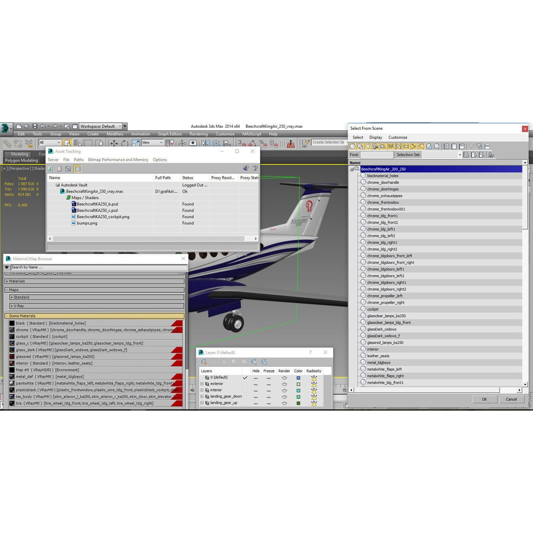 Beechcraft King Air 250 3D Model – Detailed Aircraft Asset, FBX, OBJ