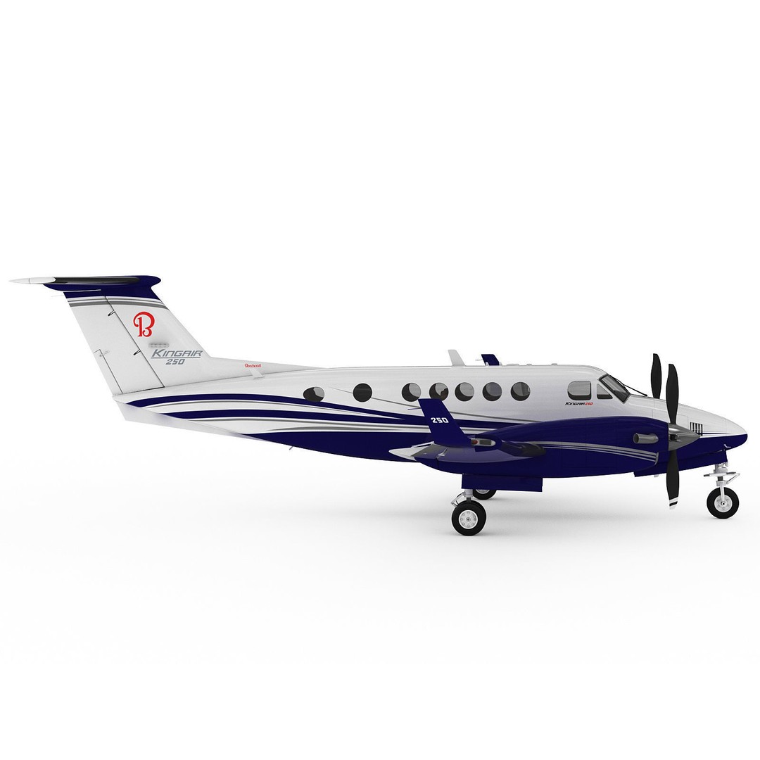 Beechcraft King Air 250 3D Model – Detailed Aircraft Asset, FBX, OBJ - View 3