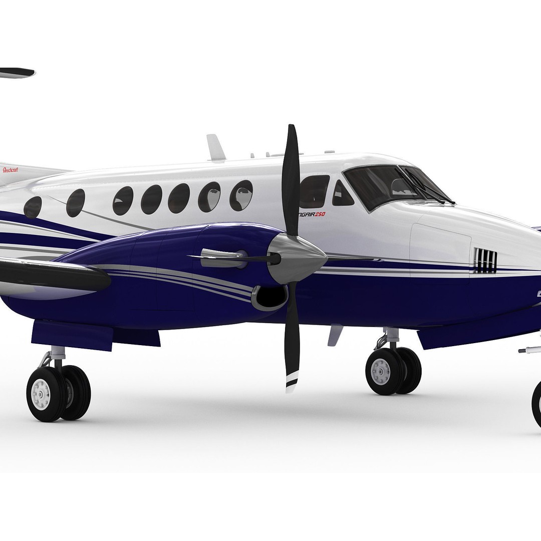 Beechcraft King Air 250 3D Model – Detailed Aircraft Asset, FBX, OBJ - View 6