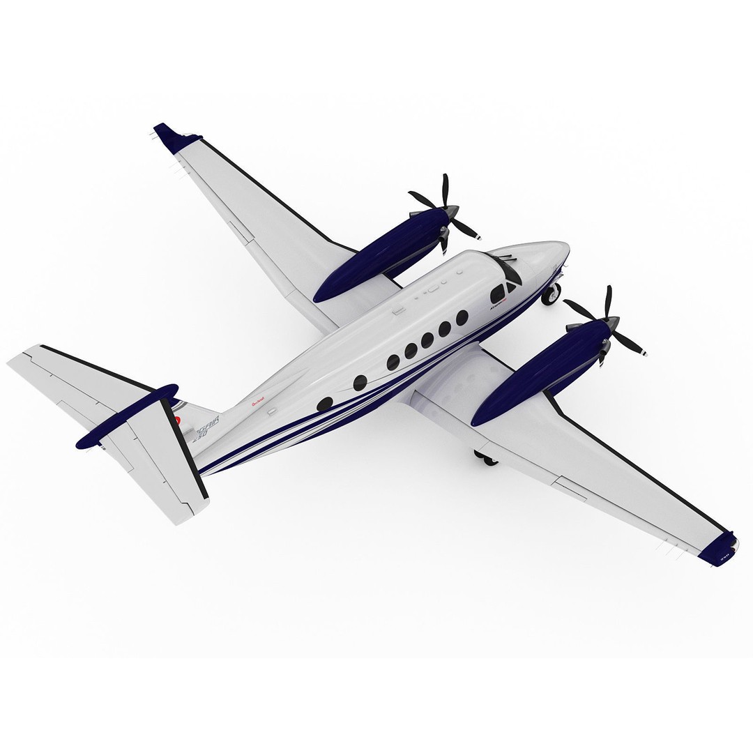 Beechcraft King Air 250 3D Model – Detailed Aircraft Asset, FBX, OBJ - View 7