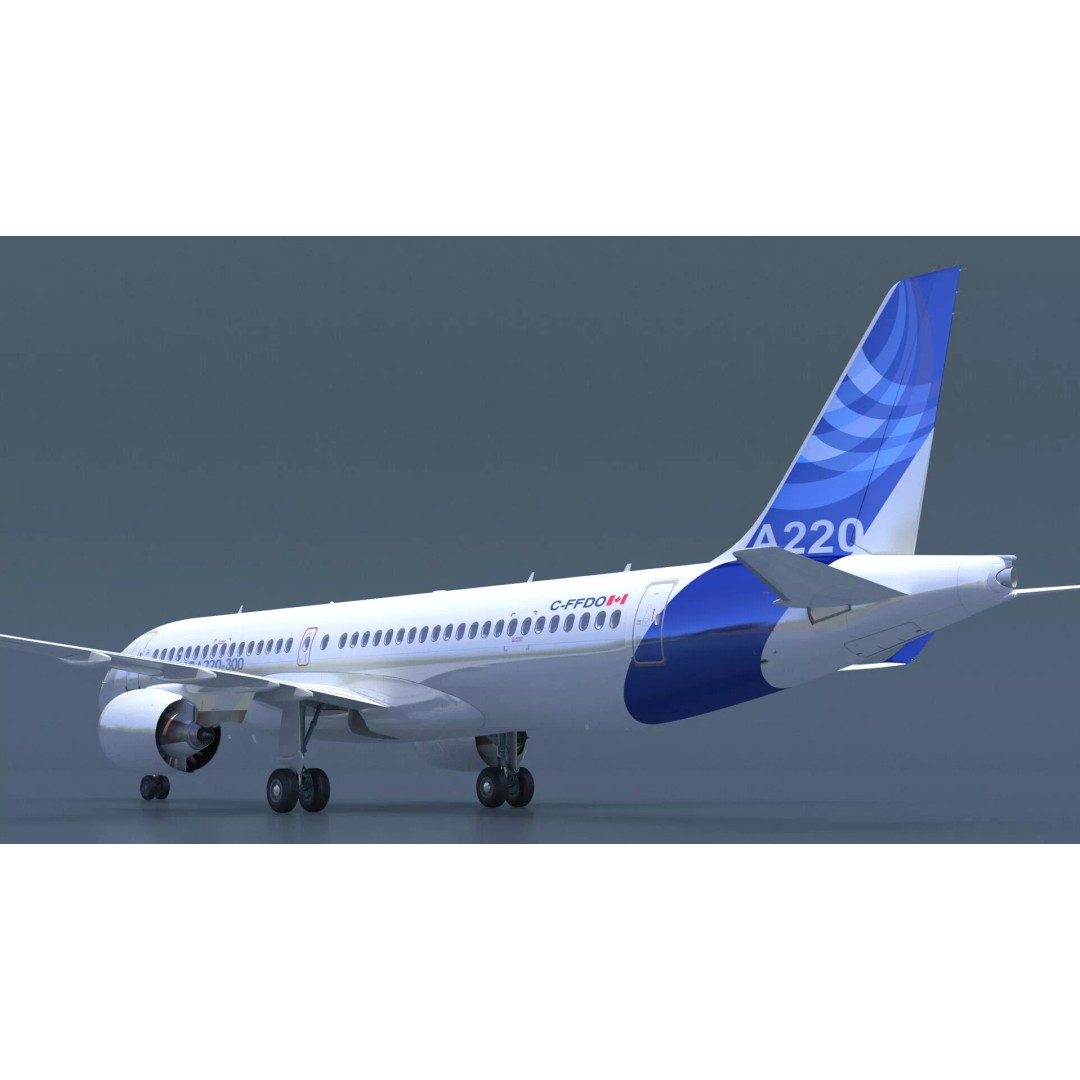 Airbus A220 300 3D Model – Detailed Cabin Rigged, PBR Textures - View 12