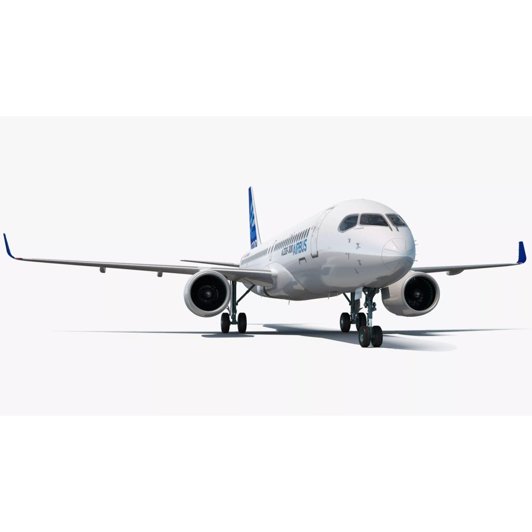 Airbus A220 300 3D Model – Detailed Cabin Rigged, PBR Textures - View 13