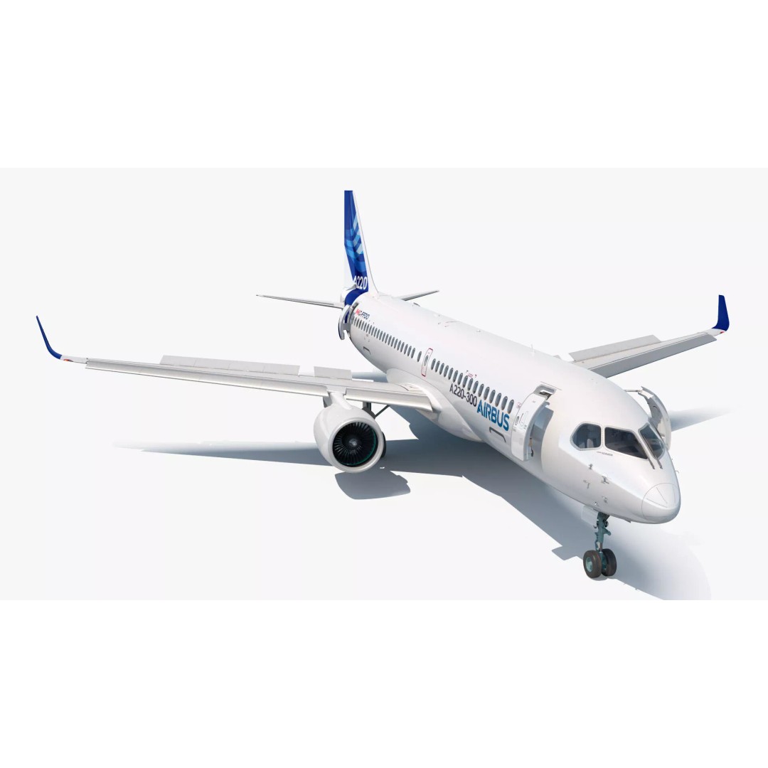 Airbus A220 300 3D Model – Detailed Cabin Rigged, PBR Textures - View 14