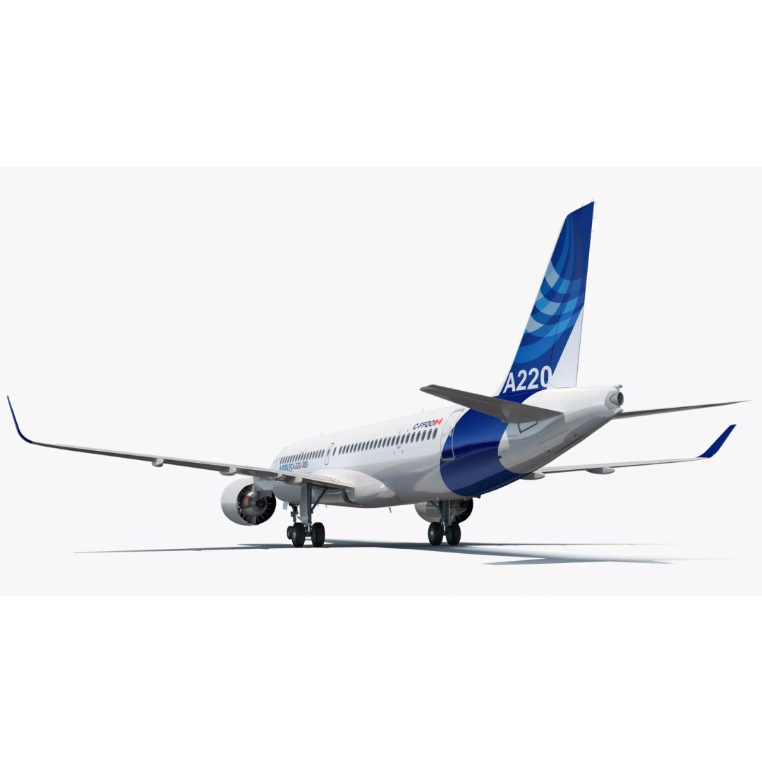 Airbus A220 300 3D Model – Detailed Cabin Rigged, PBR Textures - View 15