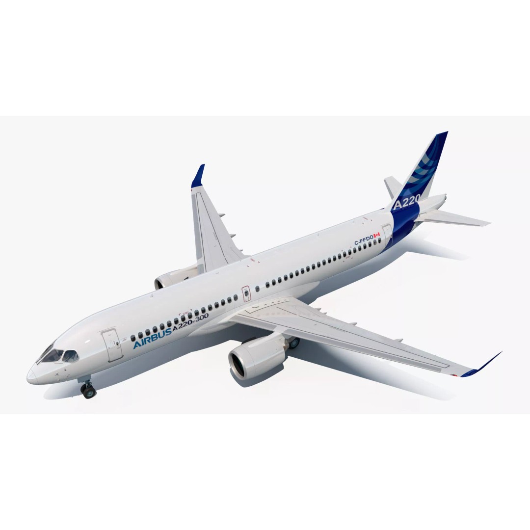 Airbus A220 300 3D Model – Detailed Cabin Rigged, PBR Textures - View 18