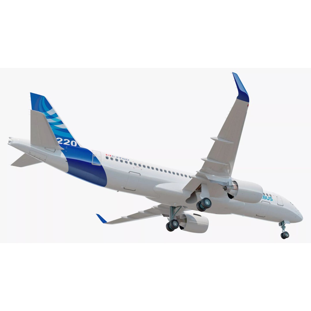 Airbus A220 300 3D Model – Detailed Cabin Rigged, PBR Textures - View 19