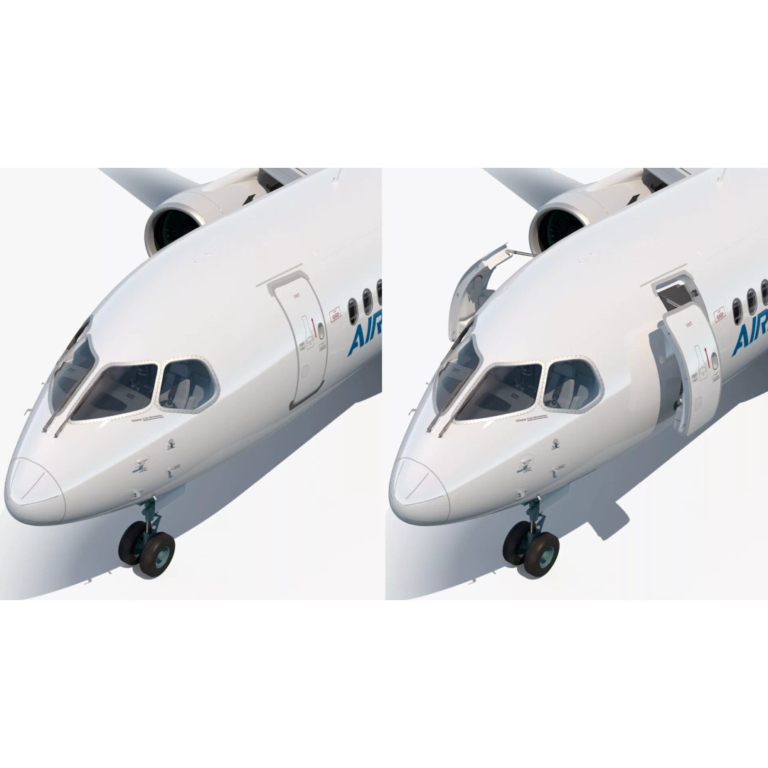 Airbus A220 300 3D Model – Detailed Cabin Rigged, PBR Textures - View 26