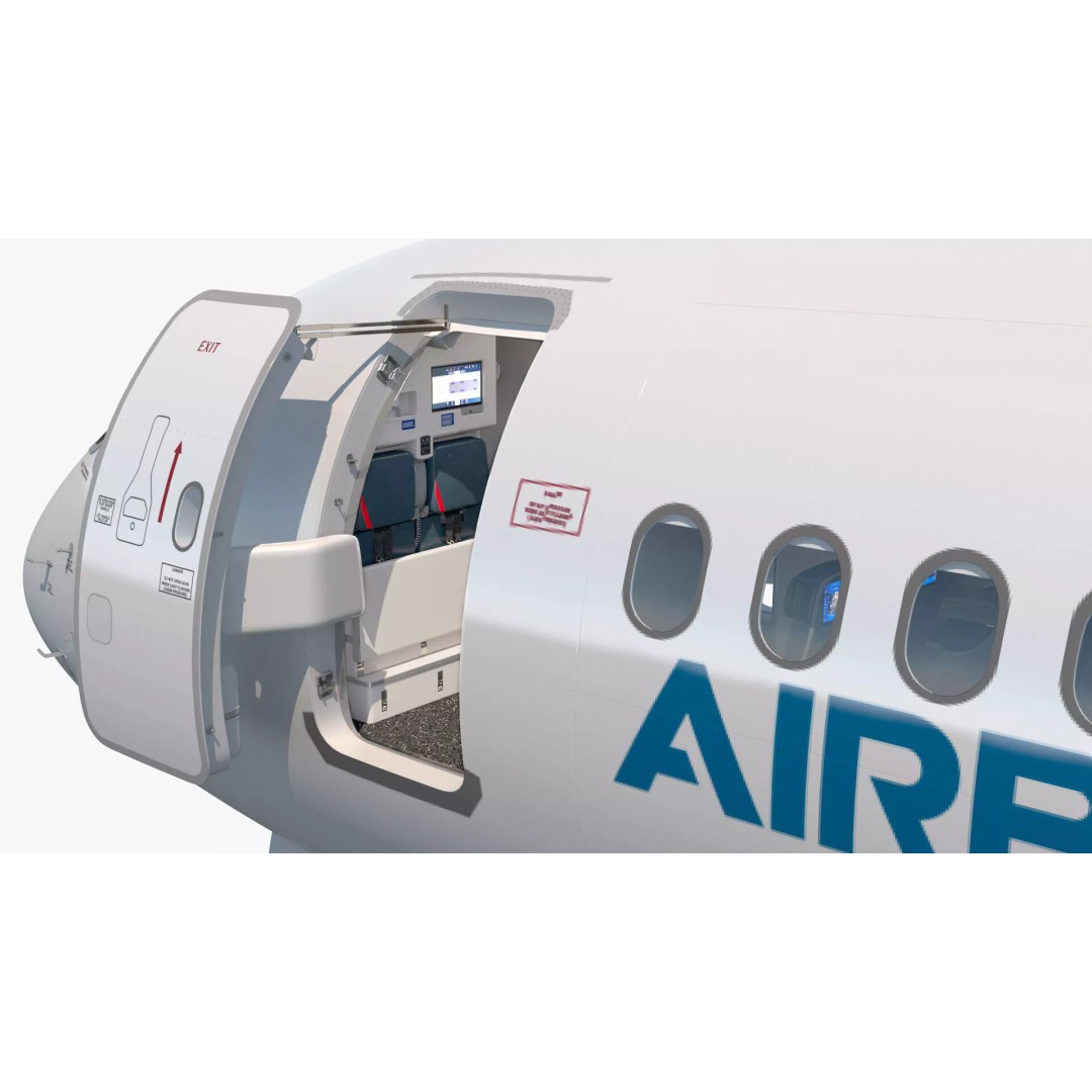 Airbus A220 300 3D Model – Detailed Cabin Rigged, PBR Textures - View 28