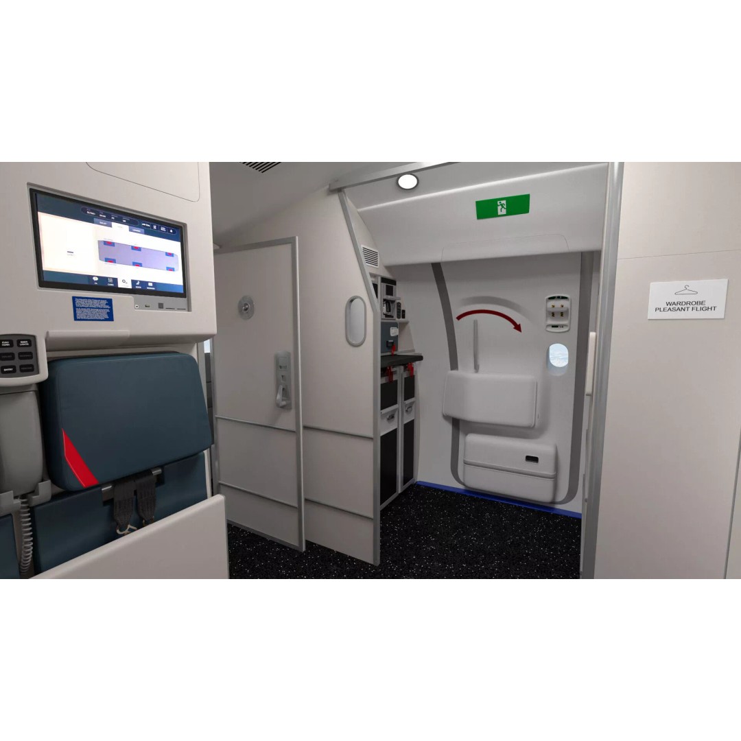 Airbus A220 300 3D Model – Detailed Cabin Rigged, PBR Textures - View 37