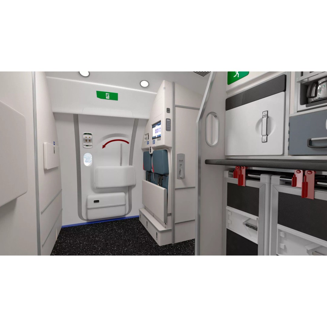Airbus A220 300 3D Model – Detailed Cabin Rigged, PBR Textures - View 38