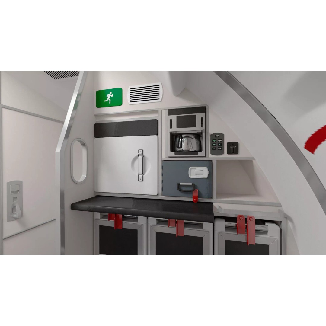 Airbus A220 300 3D Model – Detailed Cabin Rigged, PBR Textures - View 39