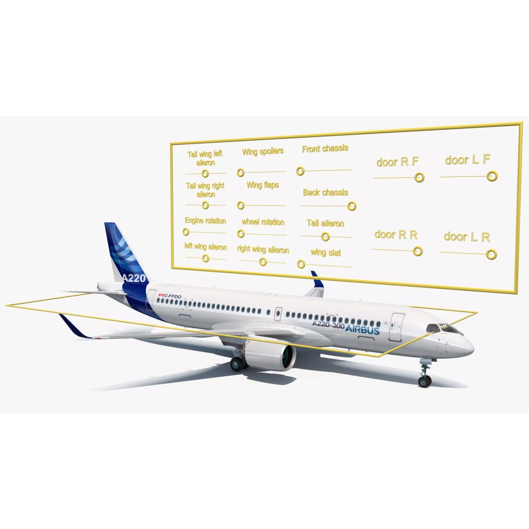 Airbus A220 300 3D Model – Detailed Cabin Rigged, PBR Textures - View 4