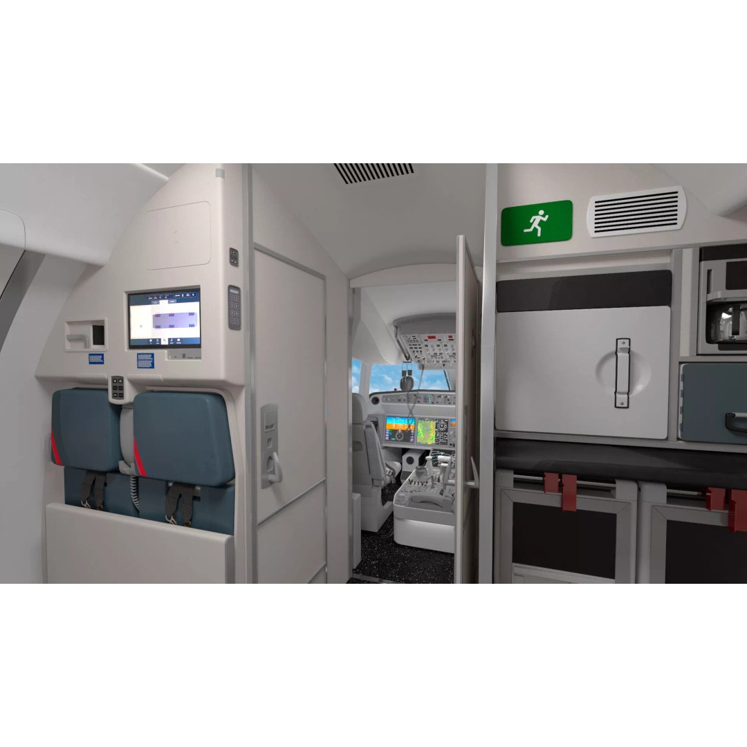 Airbus A220 300 3D Model – Detailed Cabin Rigged, PBR Textures - View 42