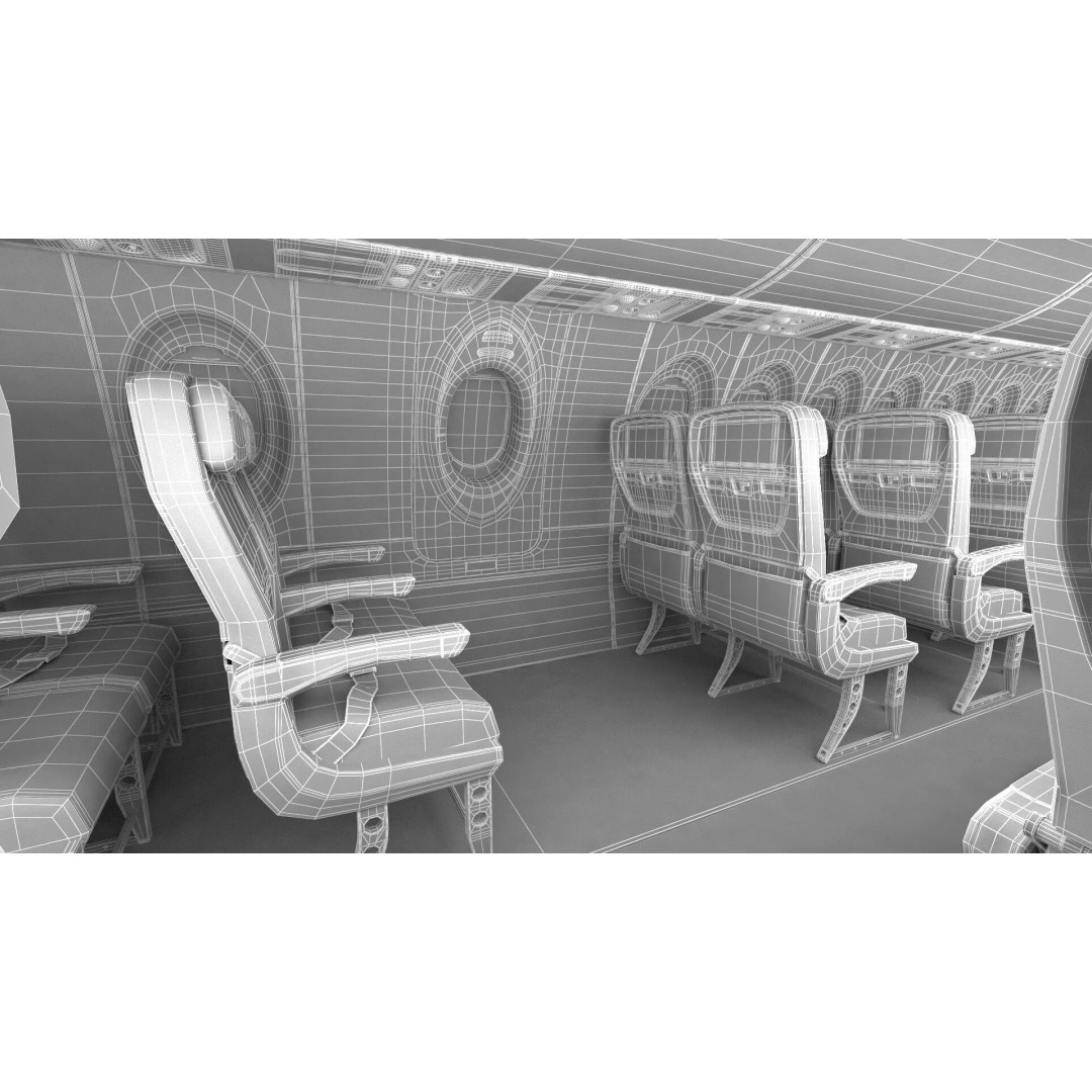 Airbus A220 300 3D Model – Detailed Cabin Rigged, PBR Textures - View 62