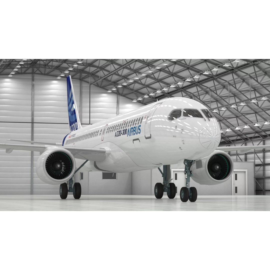 Airbus A220 300 3D Model – Detailed Cabin Rigged, PBR Textures - View 9