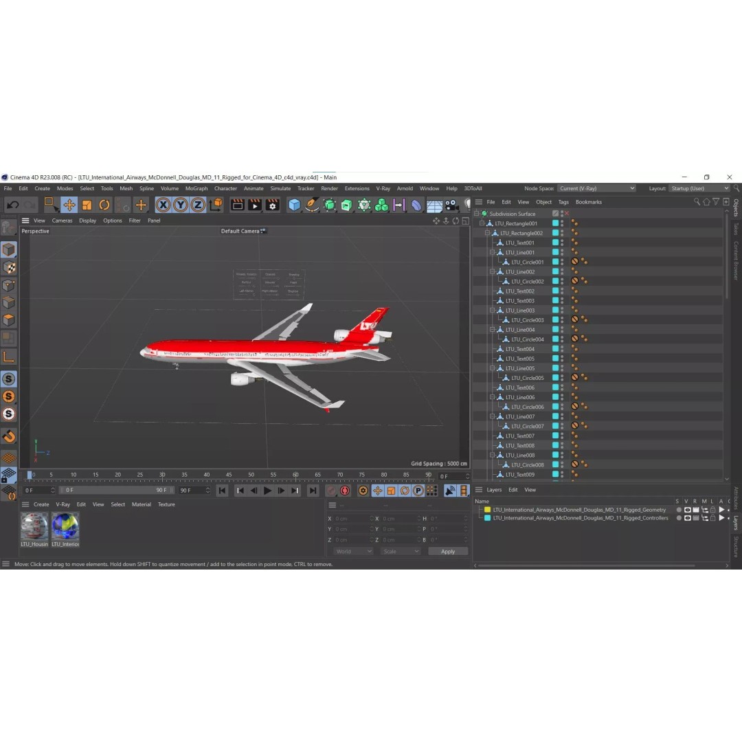 McDonnell Douglas MD-11 3D Model – Rigged Aircraft for Cinema 4D - View 31