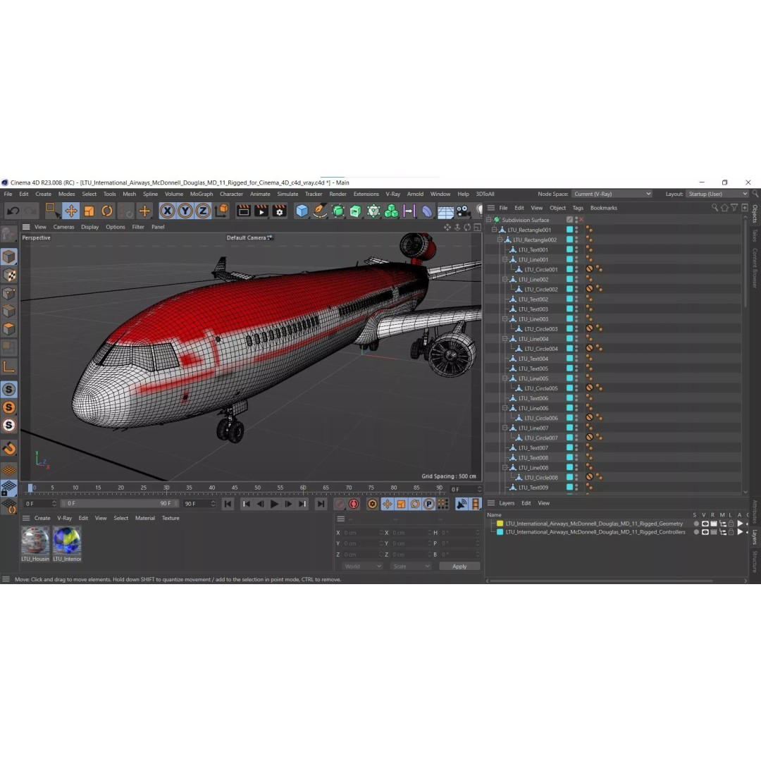 McDonnell Douglas MD-11 3D Model – Rigged Aircraft for Cinema 4D - View 33