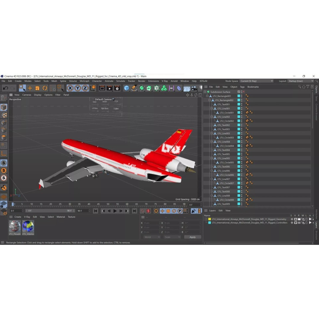 McDonnell Douglas MD-11 3D Model – Rigged Aircraft for Cinema 4D - View 34