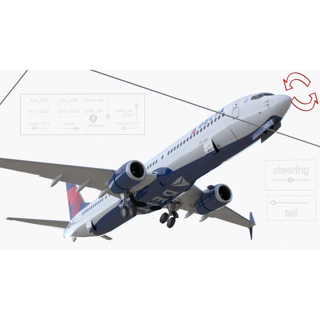 Boeing 737-900 3D Model – Rigged Cabin Design for Cinema 4D - View 10