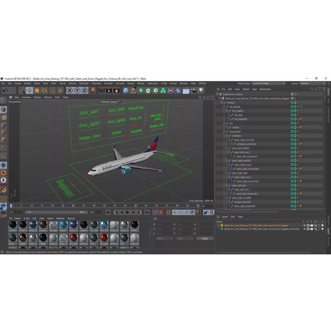 Boeing 737-900 3D Model – Rigged Cabin Design for Cinema 4D - View 53
