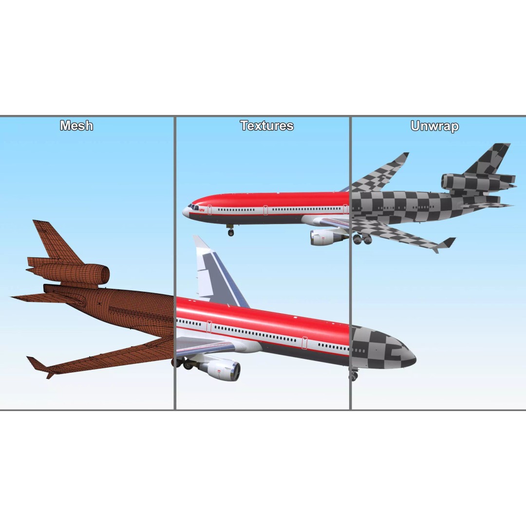 McDonnell Douglas MD-11 3D Model – High Poly Airliner, FBX, PBR Textures - View 26