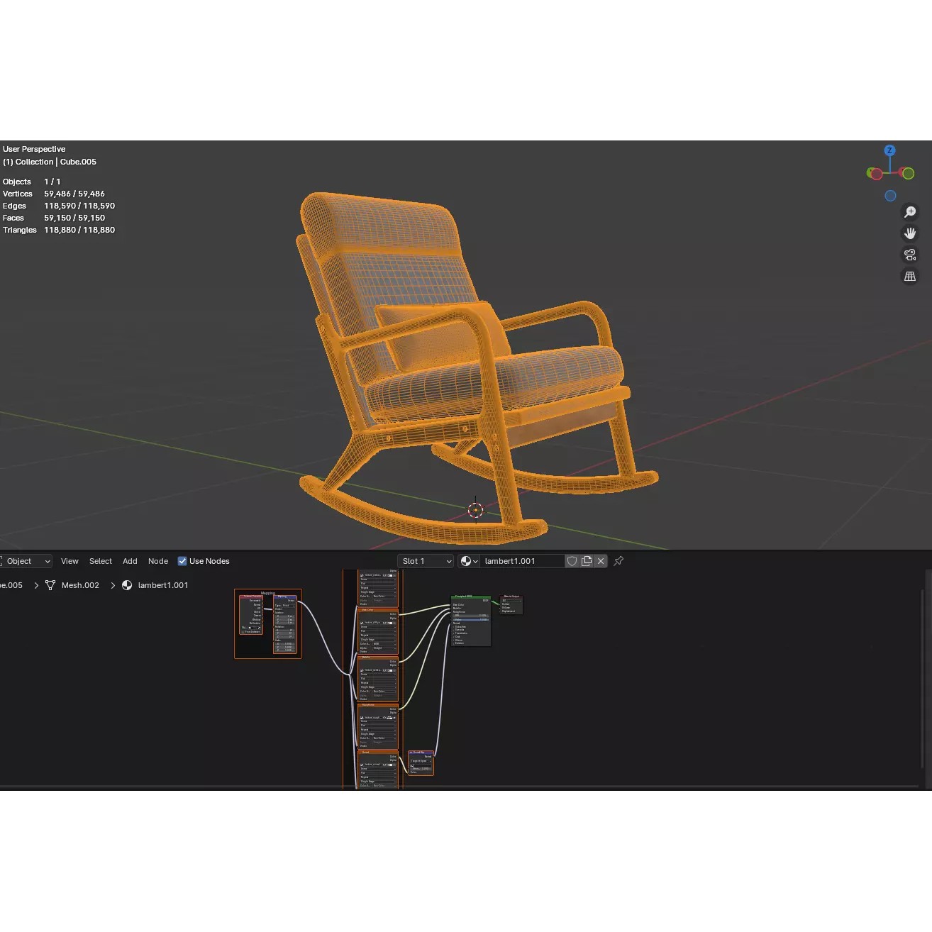 Rocking Arm Chair - Low-Poly Game-Ready 3D Model - View 4