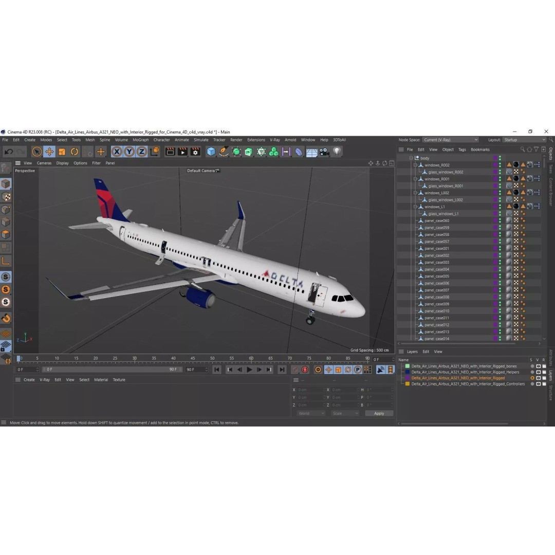 Delta Air Lines Airbus A321 NEO 3D Model – Rigged Cinema 4D Aircraft