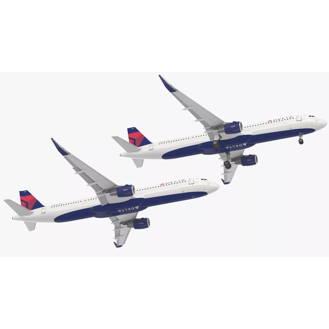 Delta Air Lines Airbus A321 NEO 3D Model – Rigged Cinema 4D Aircraft - View 18
