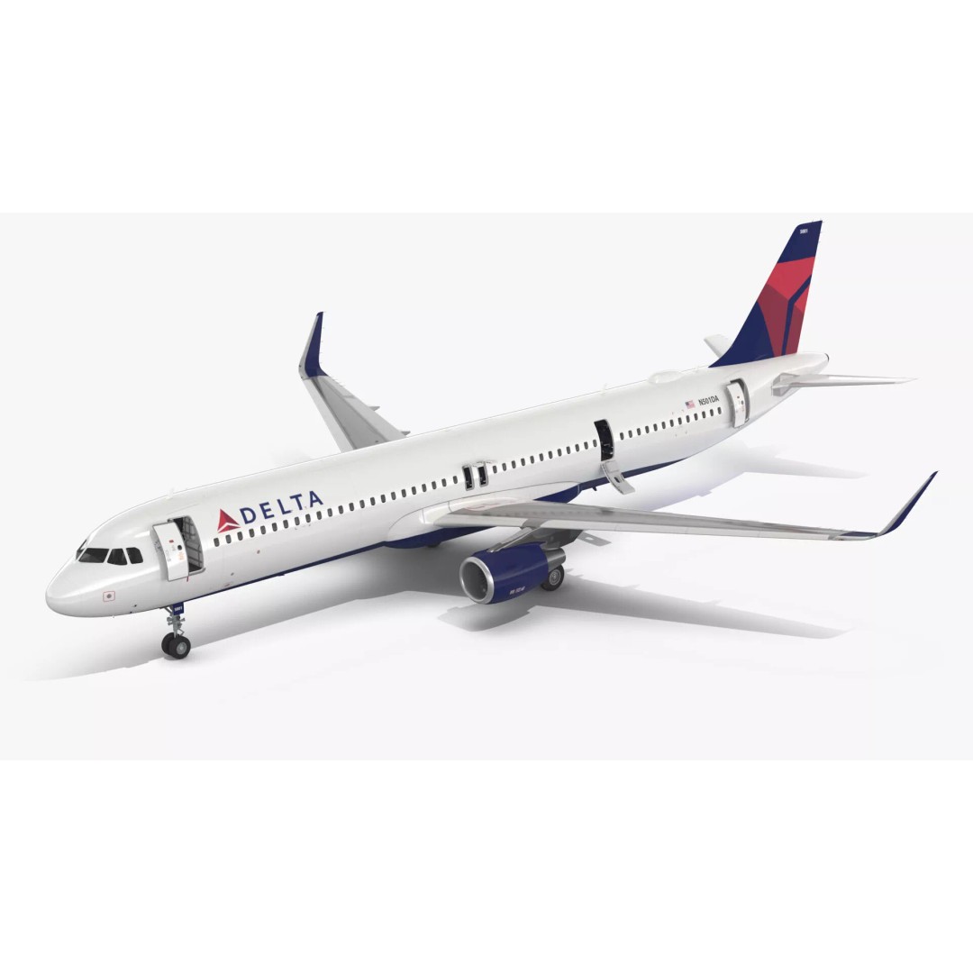 Delta Air Lines Airbus A321 NEO 3D Model – Rigged Cinema 4D Aircraft - View 2