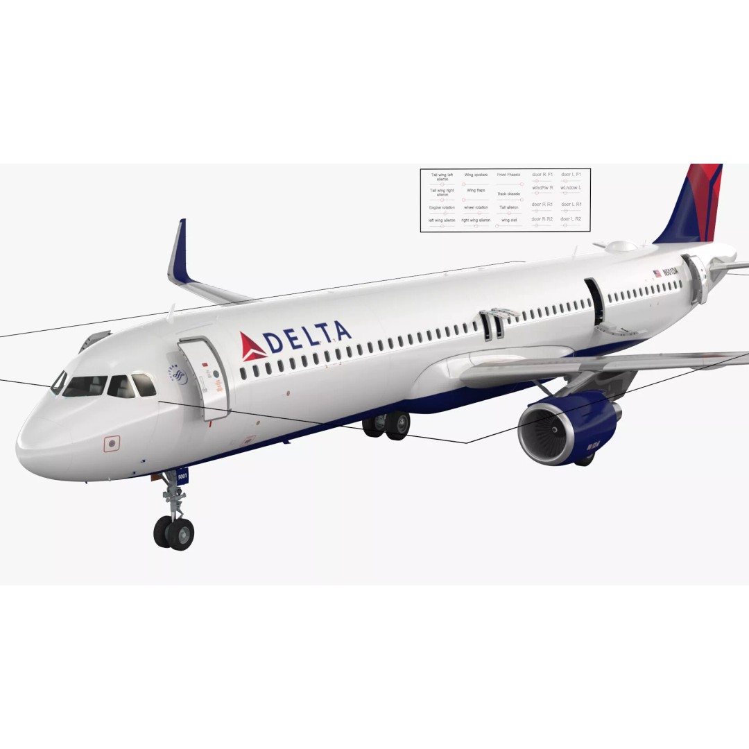 Delta Air Lines Airbus A321 NEO 3D Model – Rigged Cinema 4D Aircraft - View 27