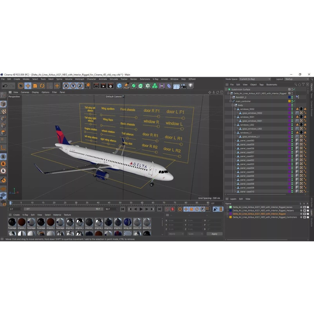 Delta Air Lines Airbus A321 NEO 3D Model – Rigged Cinema 4D Aircraft - View 38