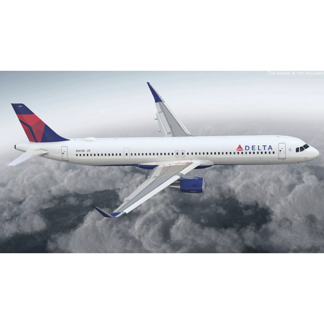Delta Air Lines Airbus A321 NEO 3D Model – Rigged Cinema 4D Aircraft - View 4