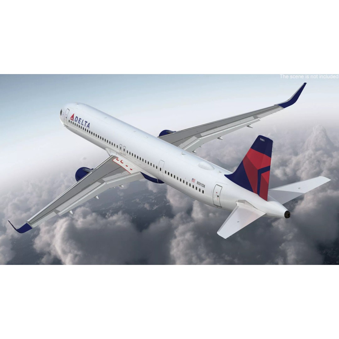 Delta Air Lines Airbus A321 NEO 3D Model – Rigged Cinema 4D Aircraft - View 5