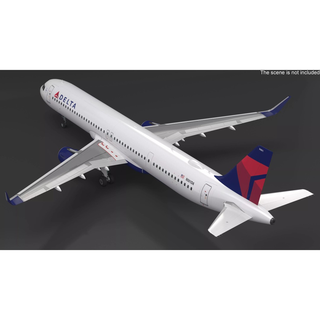 Delta Air Lines Airbus A321 NEO 3D Model – Rigged Cinema 4D Aircraft - View 7
