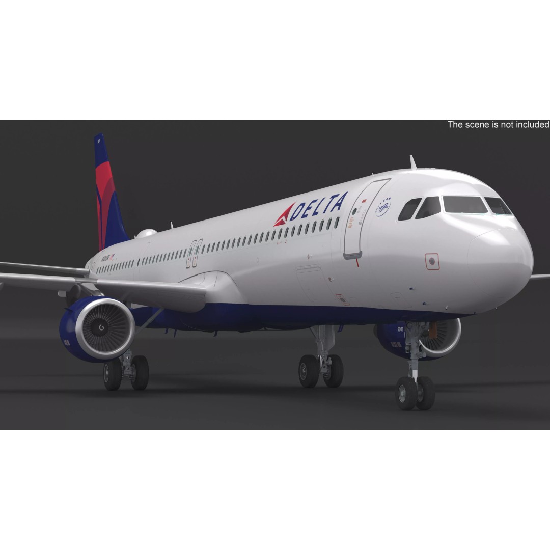 Delta Air Lines Airbus A321 NEO 3D Model – Rigged Cinema 4D Aircraft - View 8