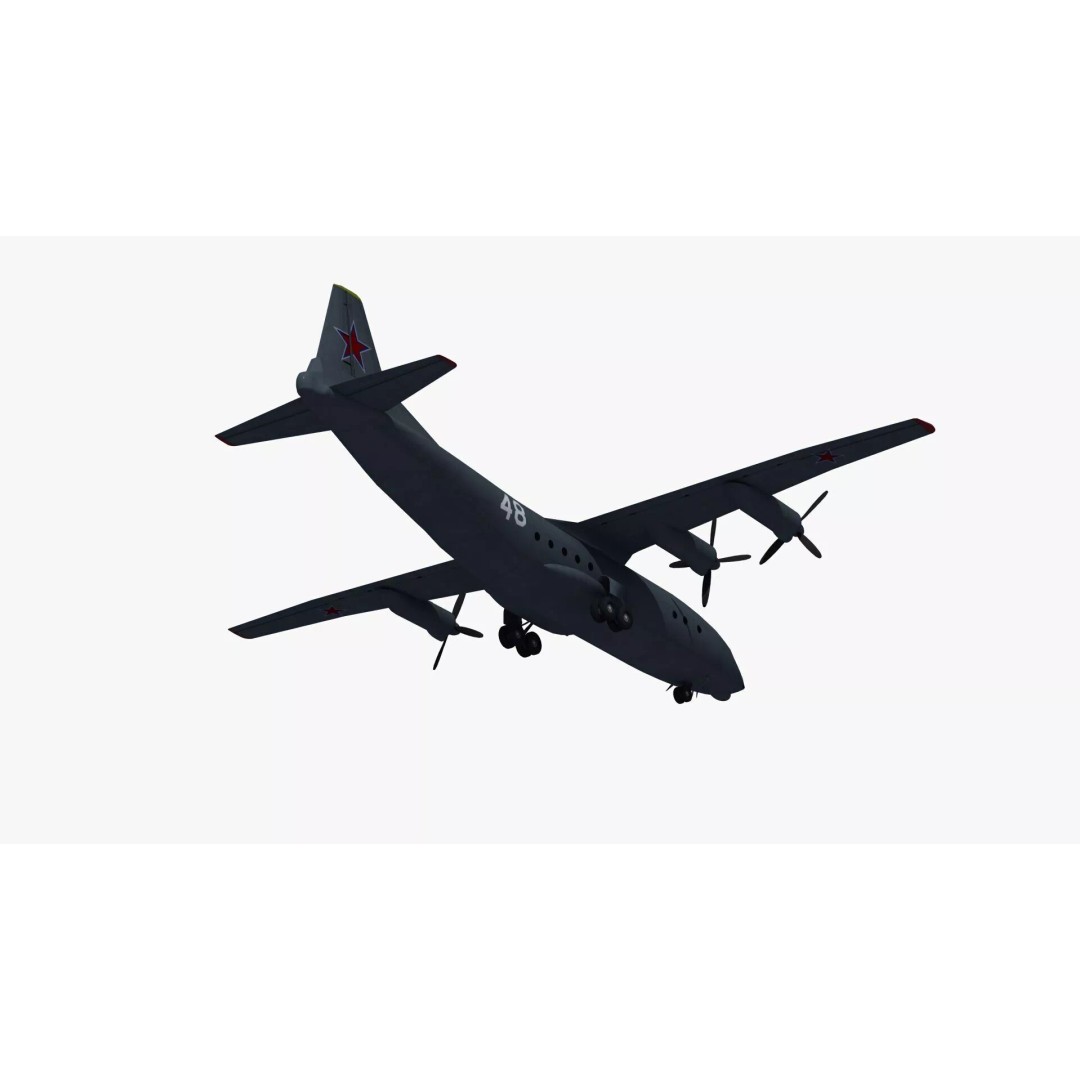 Antonov An-12 Transport Aircraft 3D Model – Game Ready, PBR Textures, FBX