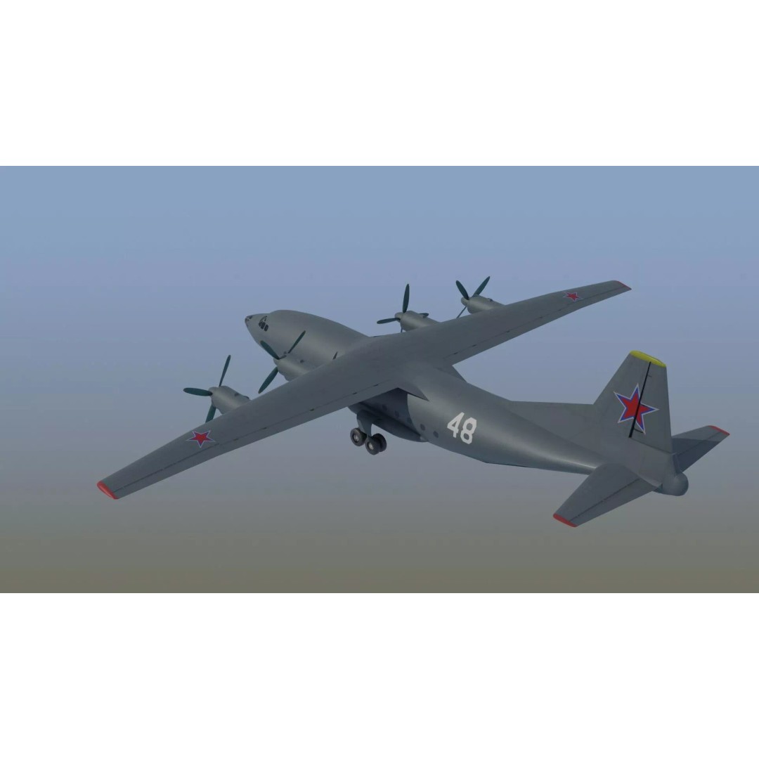 Antonov An-12 Transport Aircraft 3D Model – Game Ready, PBR Textures, FBX - View 13