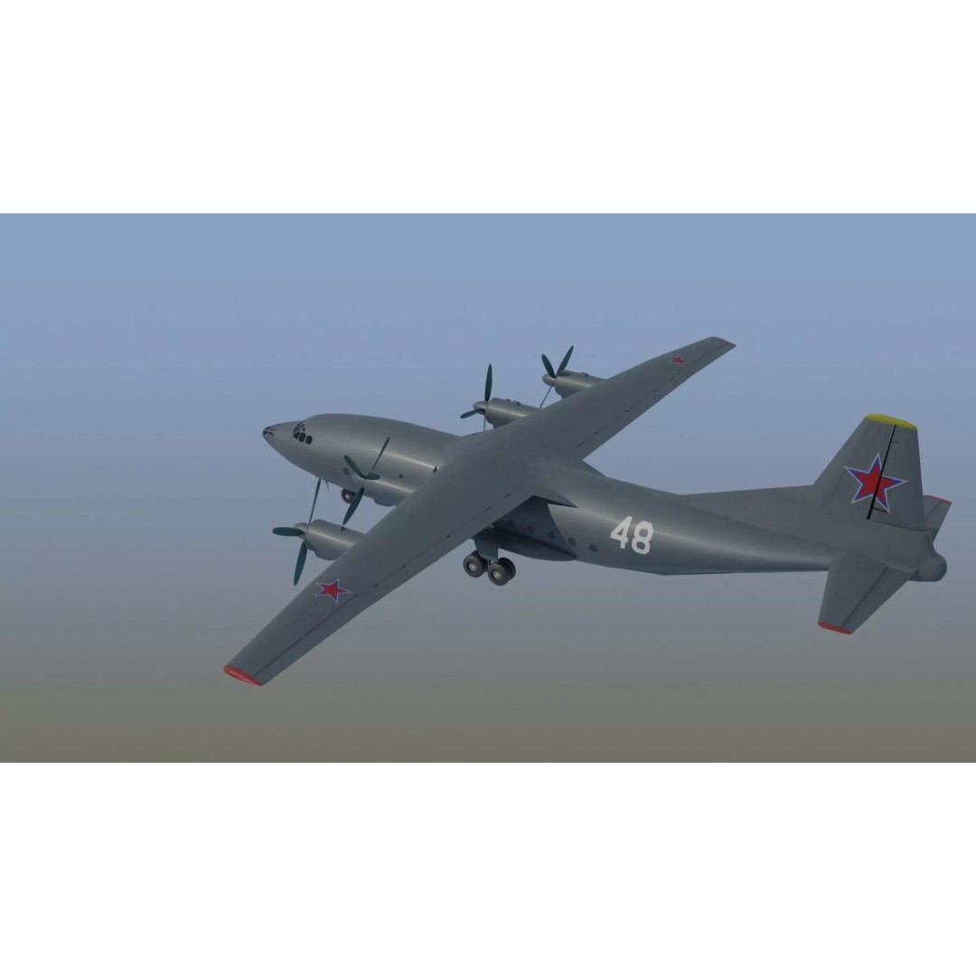Antonov An-12 Transport Aircraft 3D Model – Game Ready, PBR Textures, FBX - View 14
