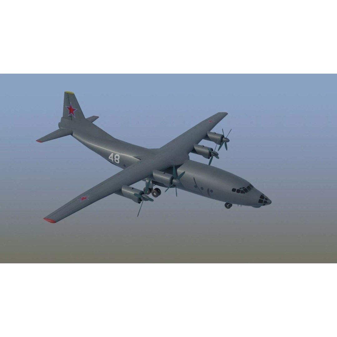Antonov An-12 Transport Aircraft 3D Model – Game Ready, PBR Textures, FBX - View 2