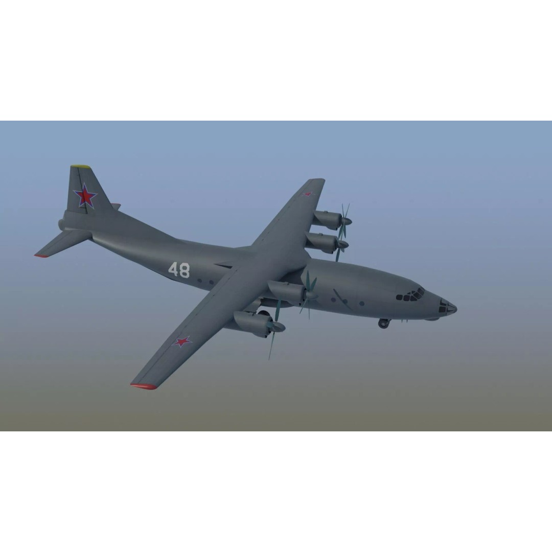 Antonov An-12 Transport Aircraft 3D Model – Game Ready, PBR Textures, FBX - View 3