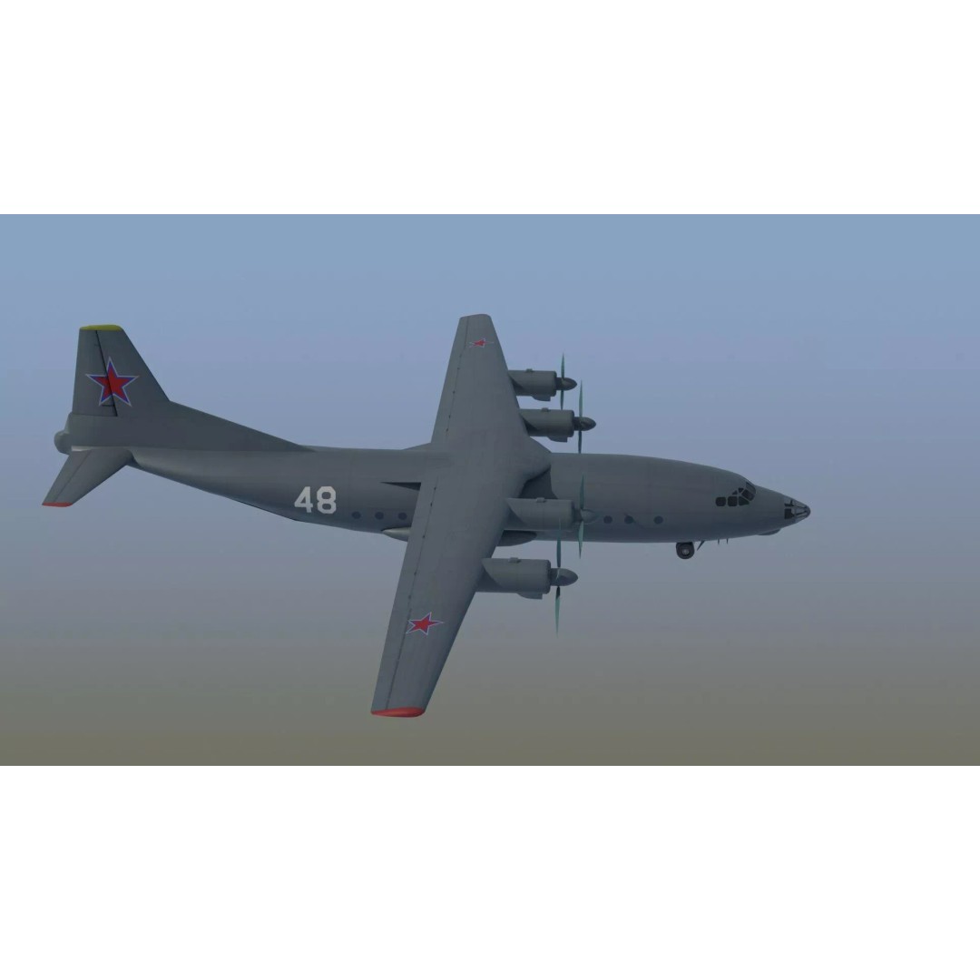 Antonov An-12 Transport Aircraft 3D Model – Game Ready, PBR Textures, FBX - View 4