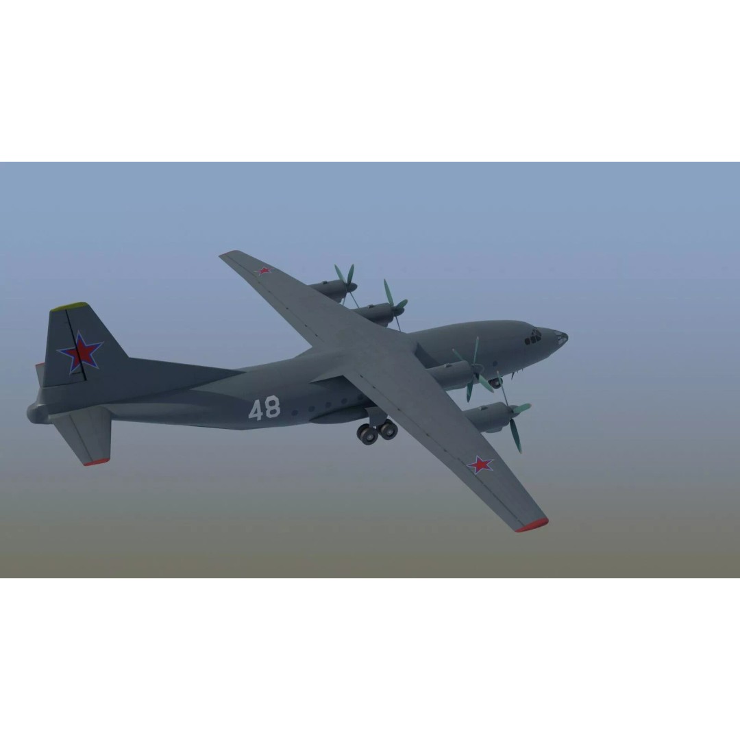 Antonov An-12 Transport Aircraft 3D Model – Game Ready, PBR Textures, FBX - View 6